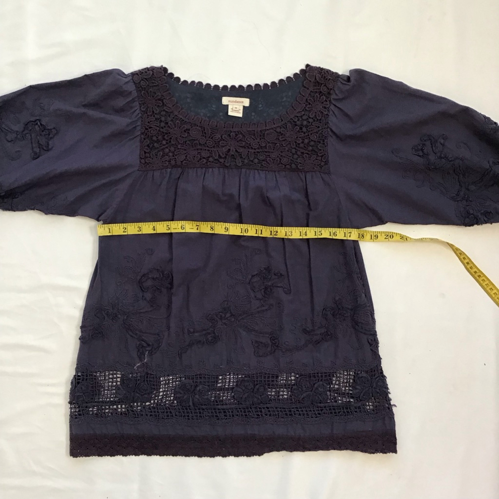 Sundance Women Elegant Purple Sheer Embroidered Tunic Top M - Picture 7 of 11